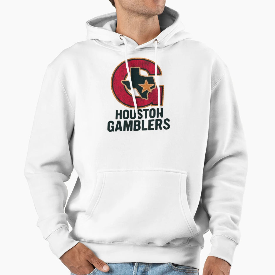 Houston Gamblers Logo Distressed Hoodie - Custom Art Print for Adults - T-Shirt, Sweatshirt, Hoodie