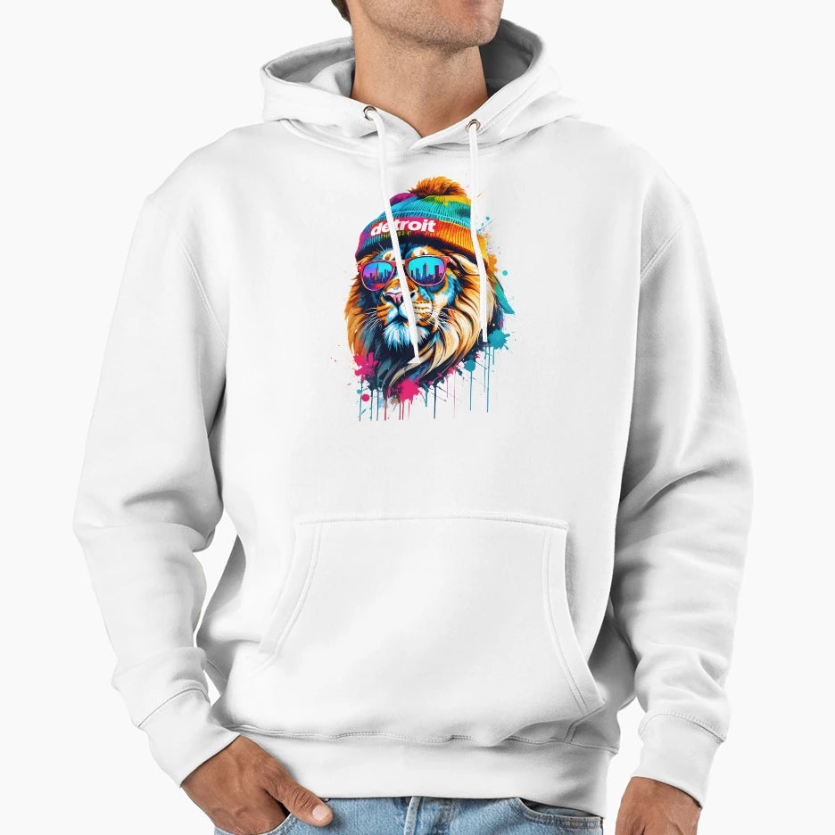 Detroit Lion Hoodie - Custom Art Print Unisex - T-Shirt, Sweatshirt, Hoodie