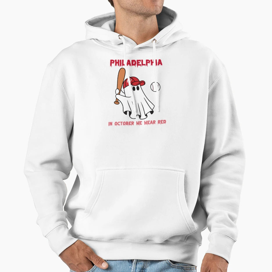 Phillies Ghost Pumpkin Hoodie - Fun Novelty Design for Adults - T-Shirt, Sweatshirt, Hoodie