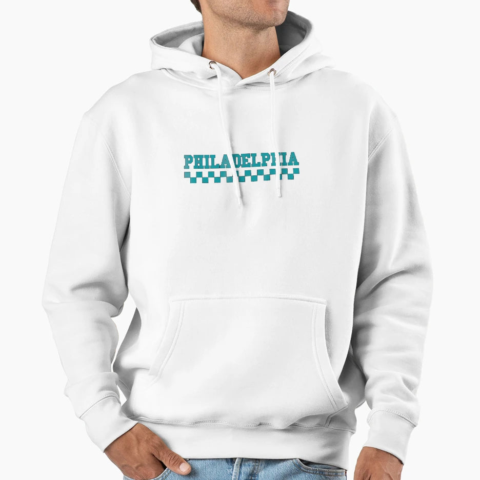Philadelphia Checkered Hoodie - Minimalist Print for Adults - T-Shirt, Sweatshirt, Hoodie