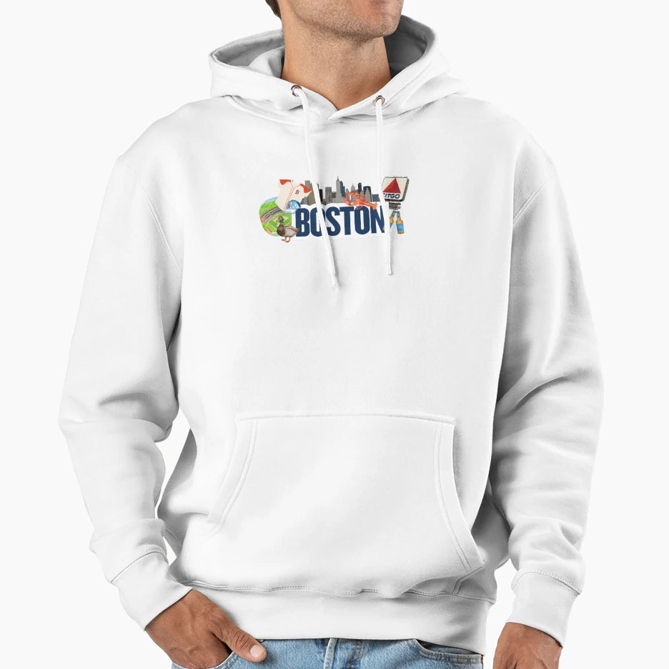 Boston Collage Hoodie - Fun Novelty Design Men Women - T-Shirt, Sweatshirt, Hoodie
