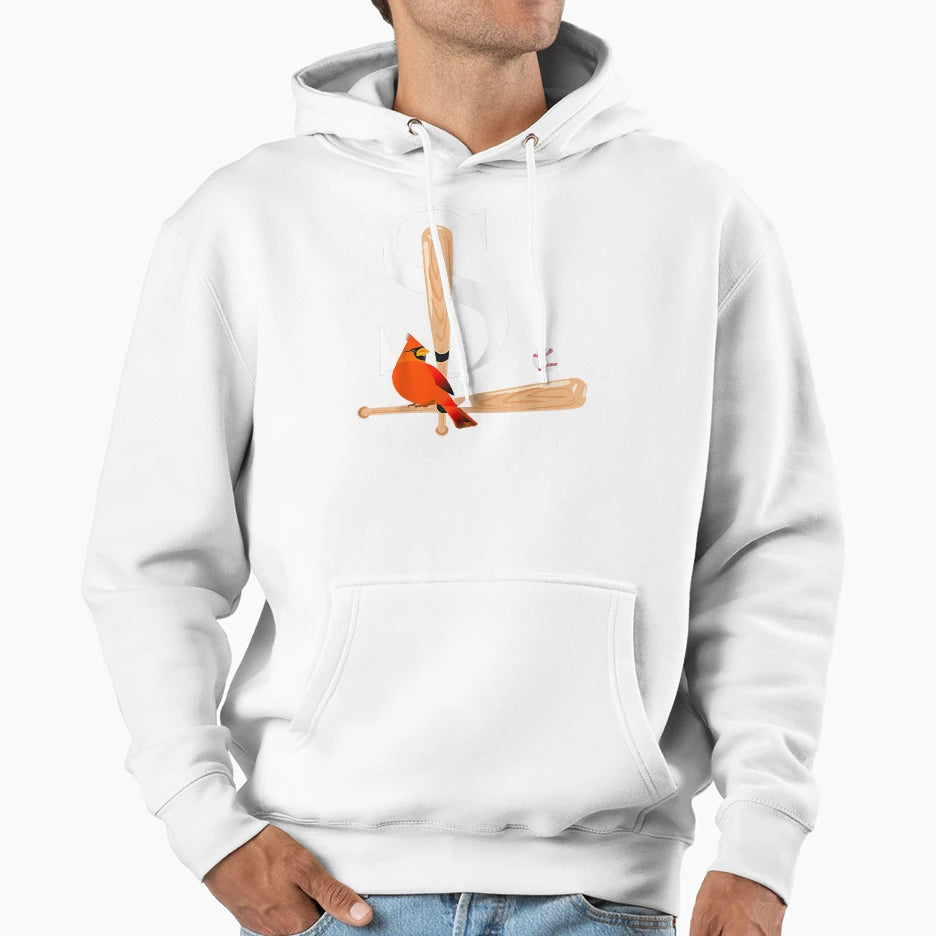 Saint Louis Red Cardinal Bird Font Hoodie - Aesthetic Graphic Men Women - T-Shirt, Sweatshirt, Hoodie