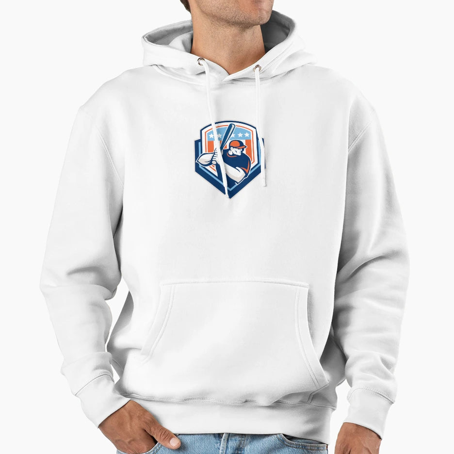 American Baseball Batter Hitter Shield Hoodie - Novelty Apparel for Adults - T-Shirt, Sweatshirt, Hoodie