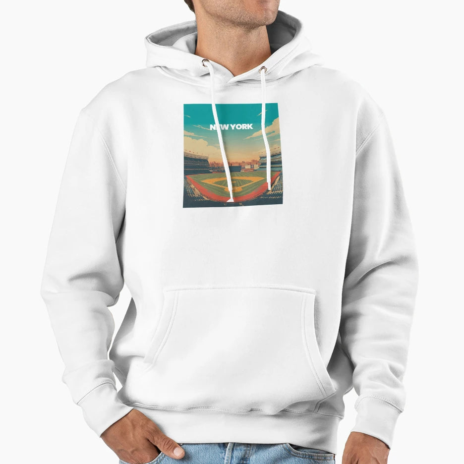 New York Ballpark Minimalist Baseball Hoodie - Trendy Graphic Unisex - T-Shirt, Sweatshirt, Hoodie