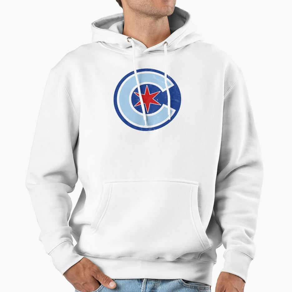 Chicago Wrigleyville Star Logo Emblem Hoodie - Minimalist Print for Adults - T-Shirt, Sweatshirt, Hoodie