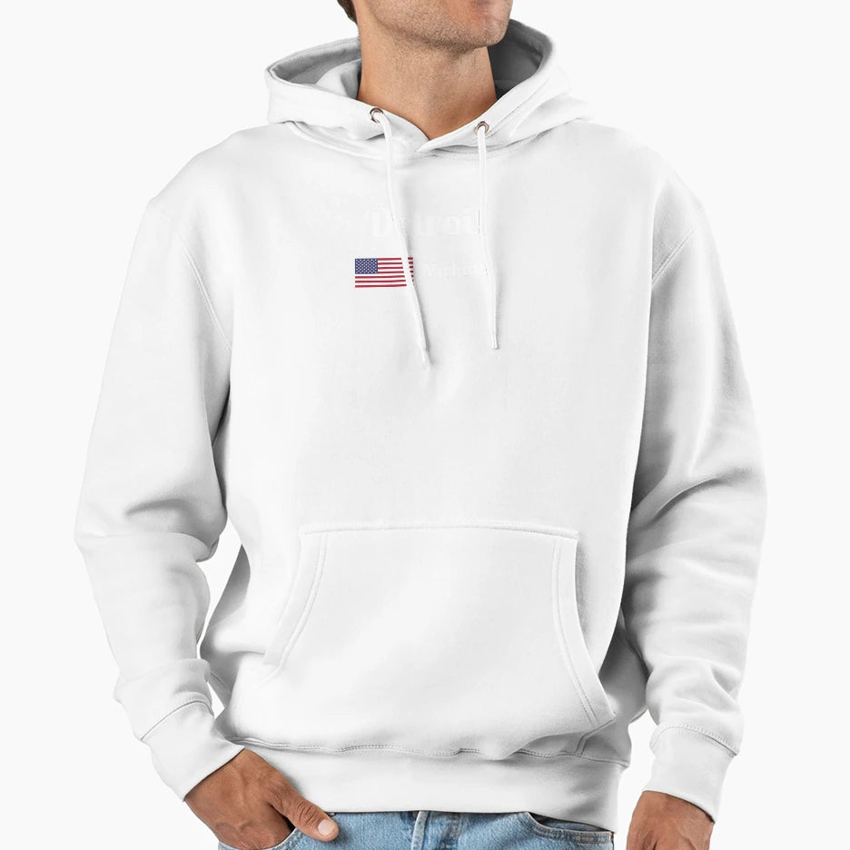 Detroit Michigan Stylish Prints Hoodie - Casual Everyday Wear Unisex - T-Shirt, Sweatshirt, Hoodie