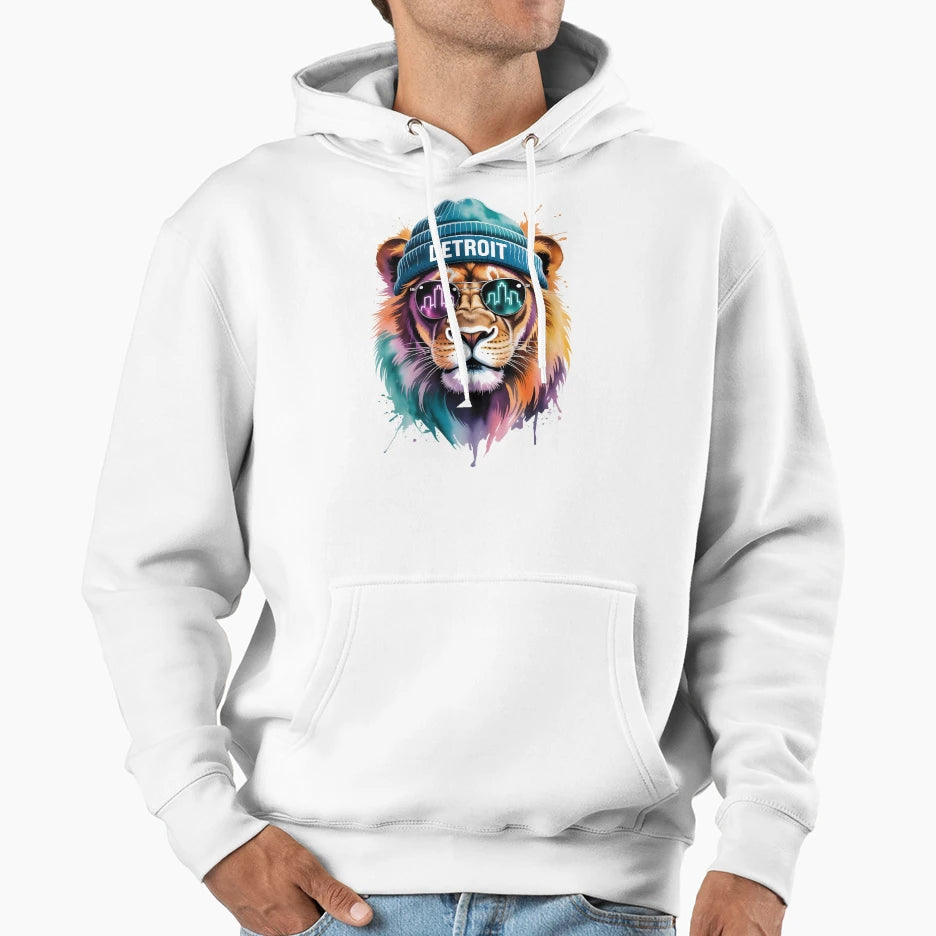 Detroit Lion Hoodie - Custom Art Print for Adults - T-Shirt, Sweatshirt, Hoodie