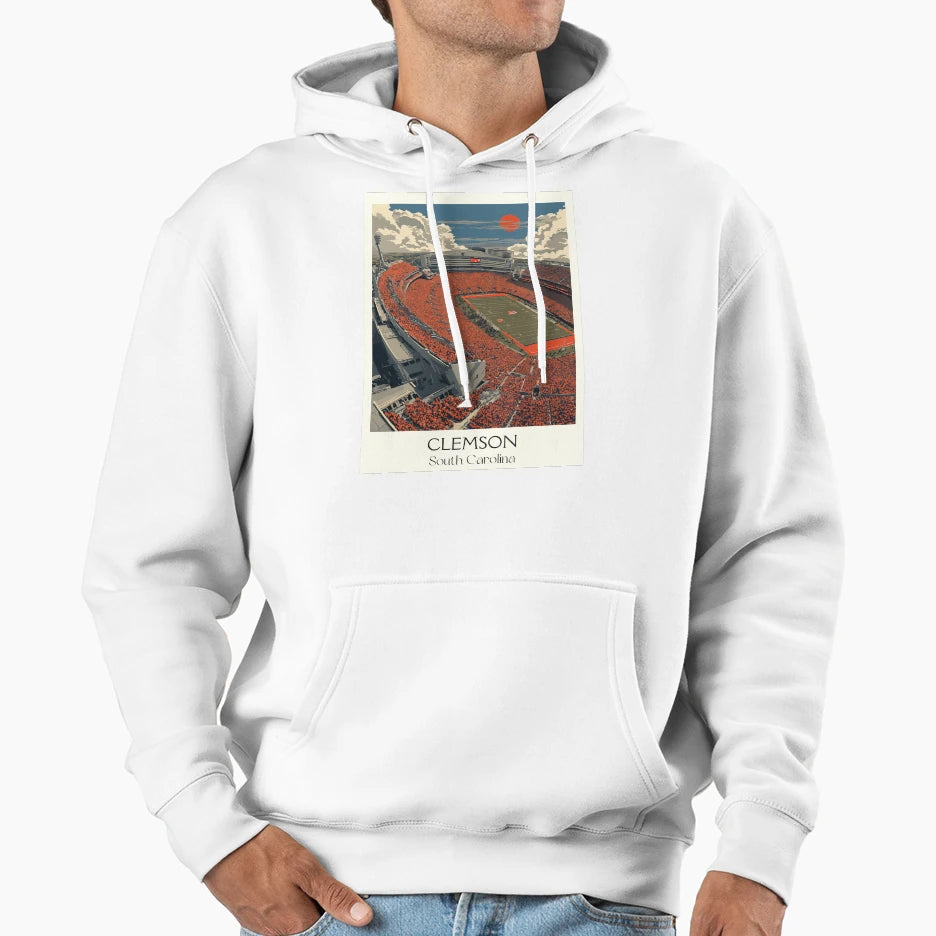 Clemson South Carolina Travel Art Hoodie - Graphic Print for Adults - T-Shirt, Sweatshirt, Hoodie