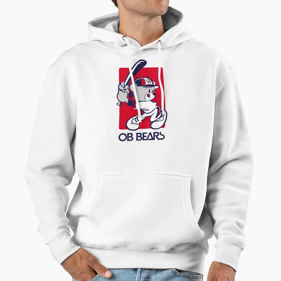 90S Batting Ob Bear Hoodie - Minimalist Print Unisex - T-Shirt, Sweatshirt, Hoodie