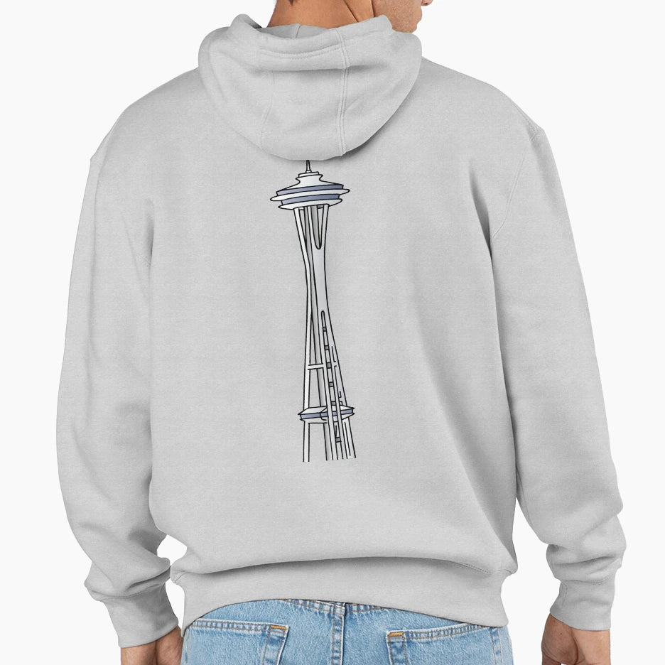 Space Needle Seattle Hoodie - Minimalist Print Men Women - T-Shirt, Sweatshirt, Hoodie