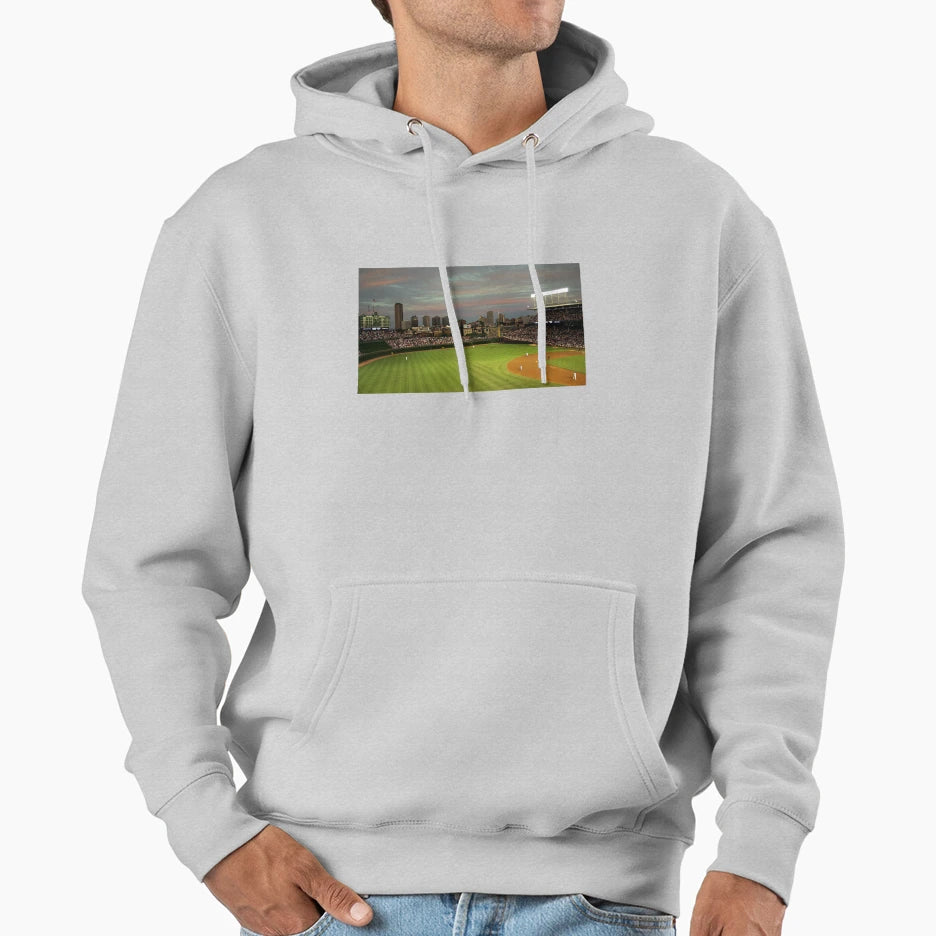 Wrigley Field Dusk Hoodie - Trendy Graphic Unisex - T-Shirt, Sweatshirt, Hoodie
