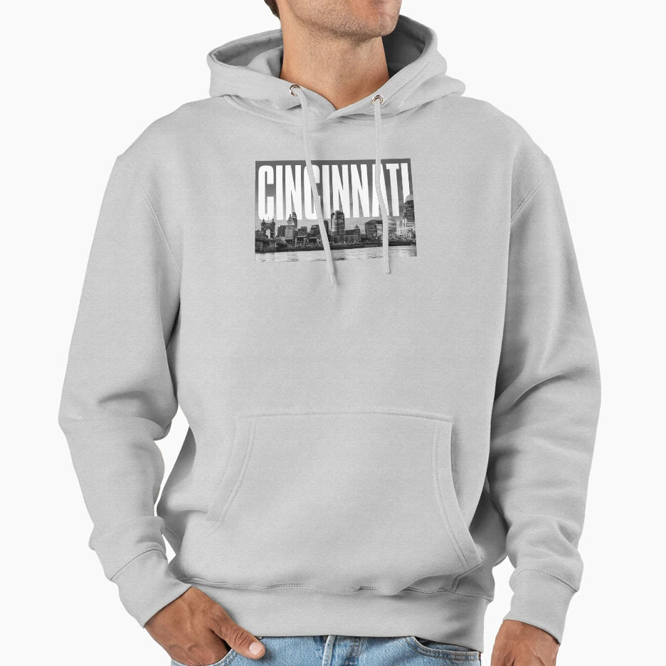 Cincinnati Cityscape Hoodie - Graphic Print for Adults - T-Shirt, Sweatshirt, Hoodie
