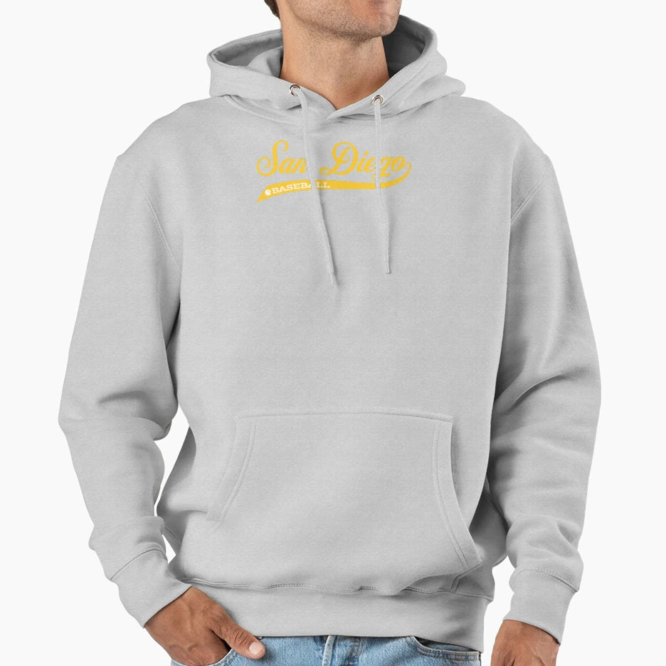 Script San Diego Baseball Hoodie - Fun Novelty Design Men Women - T-Shirt, Sweatshirt, Hoodie