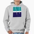 Teal White Navy Blue Plain Color Block Hoodie - Graphic Print Men Women - T-Shirt, Sweatshirt, Hoodie
