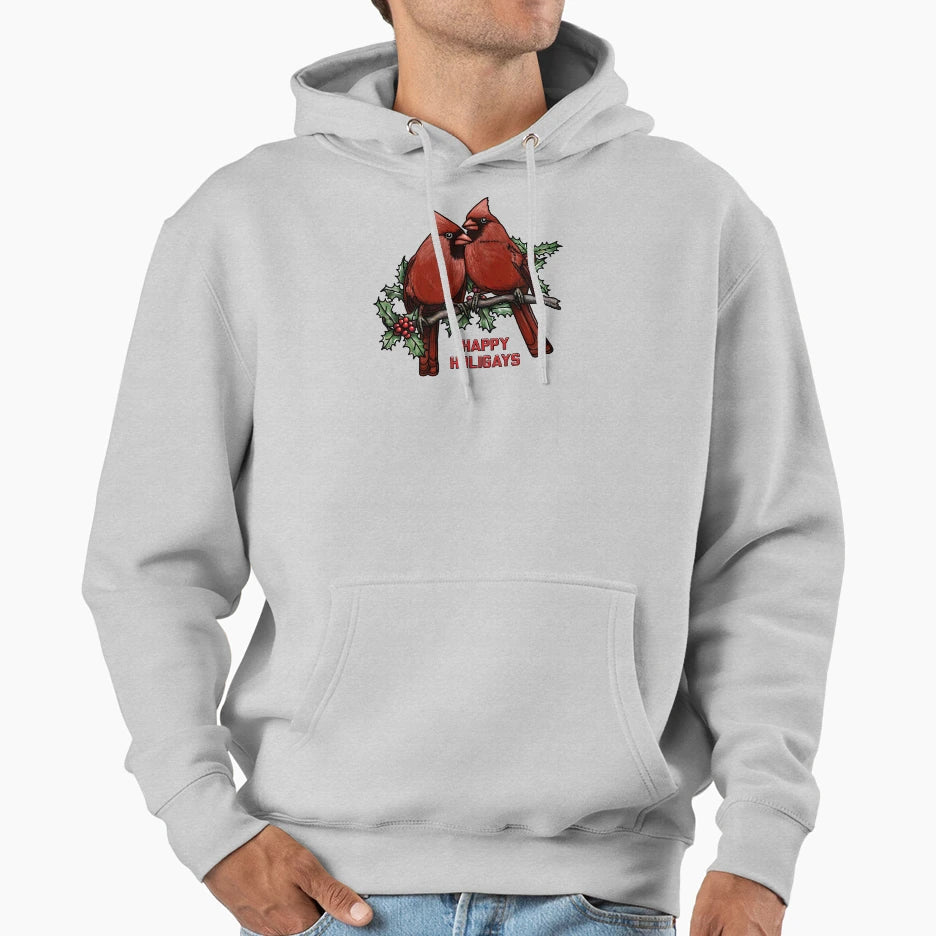 Happy Holigays Cardinals Hoodie - Fun Novelty Design Unisex - T-Shirt, Sweatshirt, Hoodie