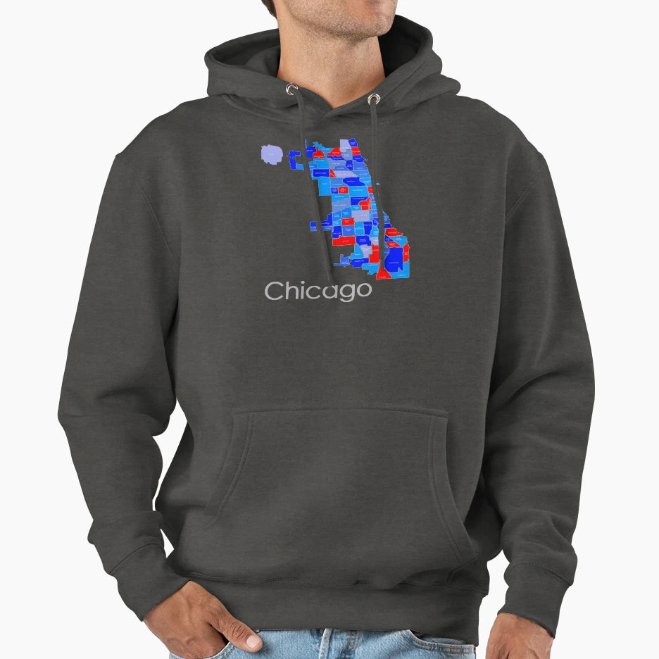 Chicago Red Blue Hoodie - Minimalist Print Men Women - T-Shirt, Sweatshirt, Hoodie