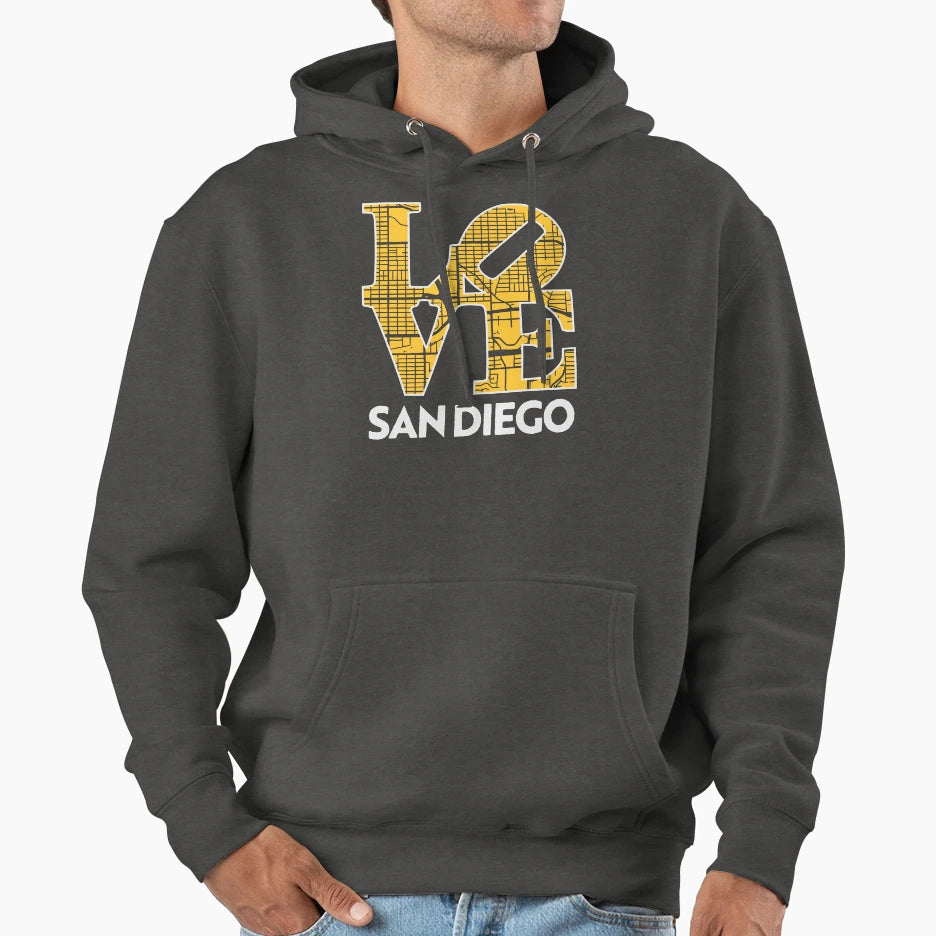 Love San Diego City Map San Diego 619 Hoodie - Custom Art Print Unisex - T-Shirt, Sweatshirt, Hoodie