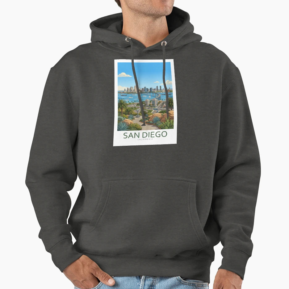 San Diego California Travel Art Hoodie - Novelty Apparel Unisex - T-Shirt, Sweatshirt, Hoodie