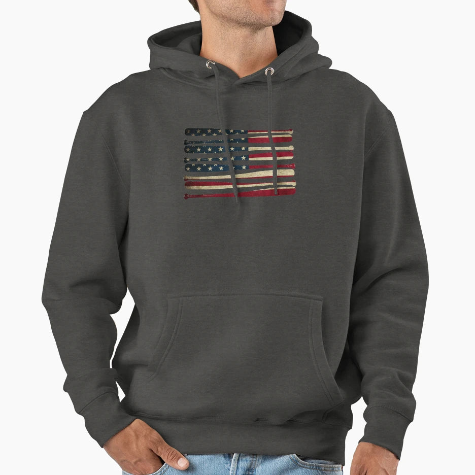 America Baseball Flag Hoodie - Casual Everyday Wear for Adults - T-Shirt, Sweatshirt, Hoodie