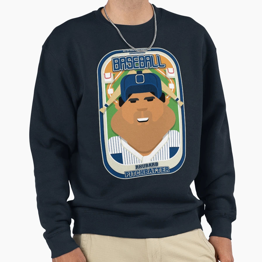 Baseball Blue Pinstripes Rhubarb Sweatshirt - Graphic Print Men Women - T-Shirt, Sweatshirt, Hoodie