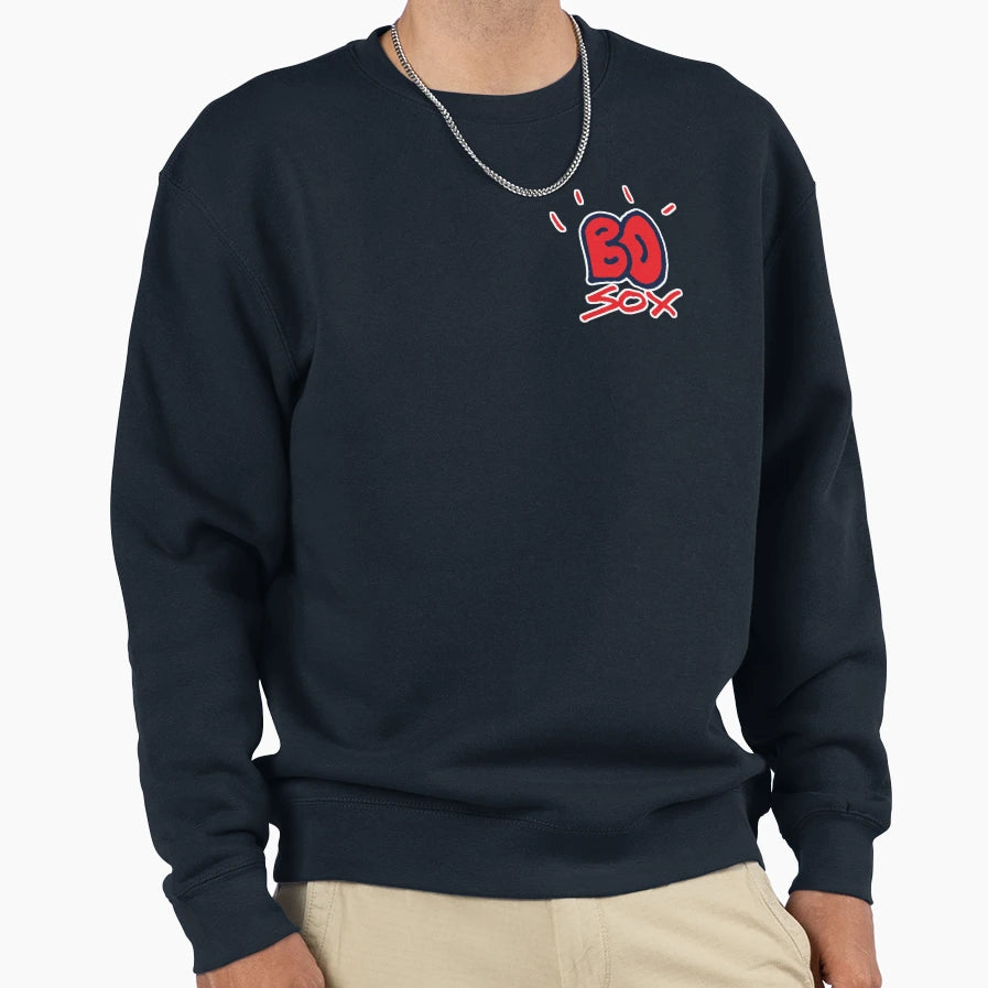 Bo Sox White Sweatshirt - Minimalist Print for Adults - T-Shirt, Sweatshirt, Hoodie