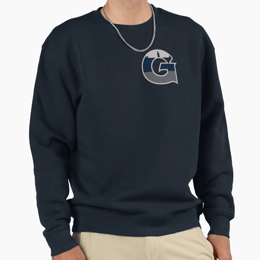 Healy Hall Georgetown Logo Sweatshirt - Minimalist Print for Adults - T-Shirt, Sweatshirt, Hoodie