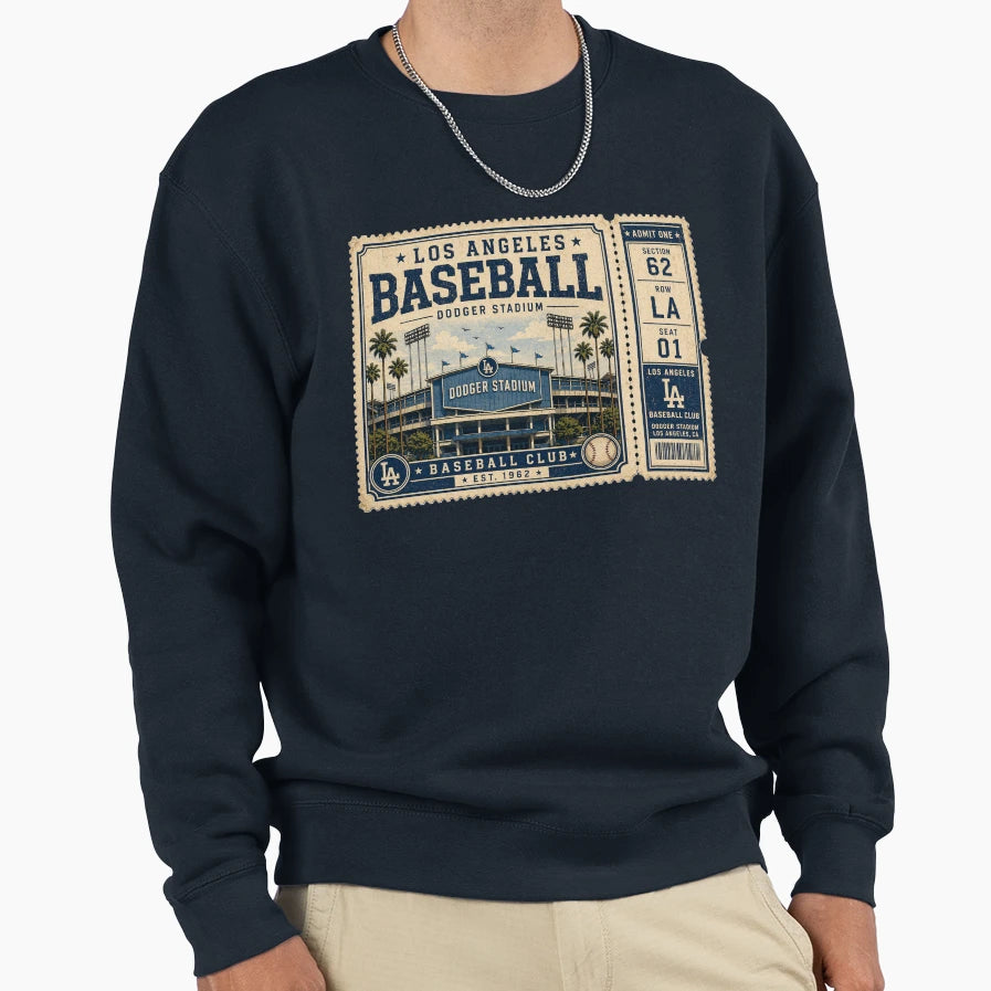 Los Angeles Ticket Stub Baseball Sweatshirt - Custom Art Print Unisex - T-Shirt, Sweatshirt, Hoodie