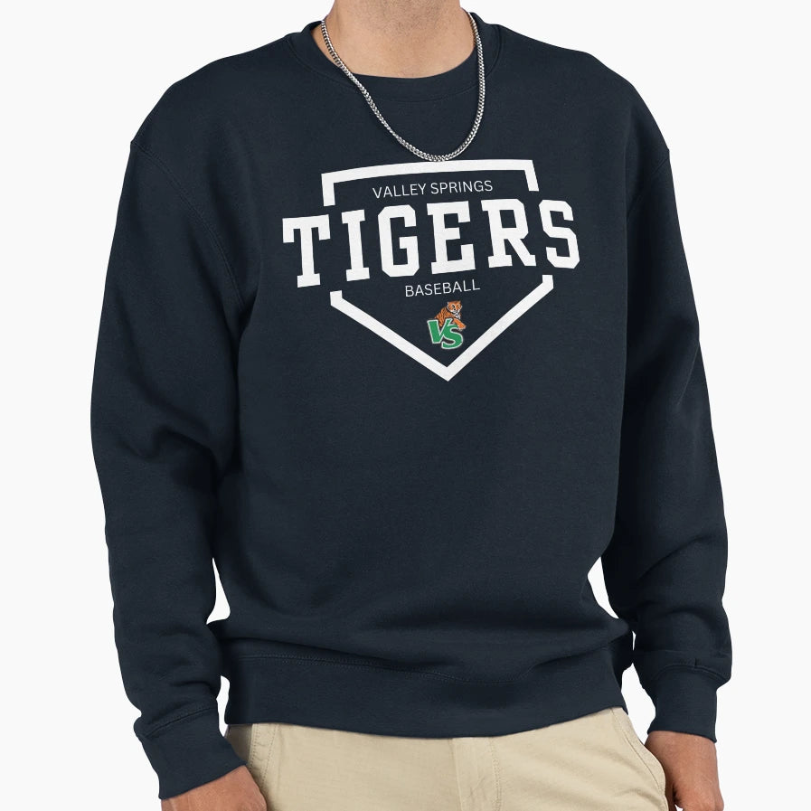 Valley Springs Baseball White Sweatshirt - Minimalist Print for Adults - T-Shirt, Sweatshirt, Hoodie