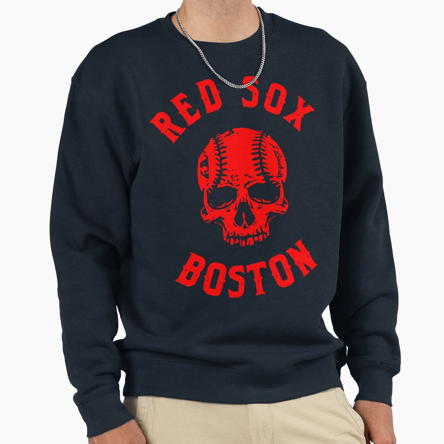 Red Sox Skull Sweatshirt - Custom Art Print Unisex - T-Shirt, Sweatshirt, Hoodie