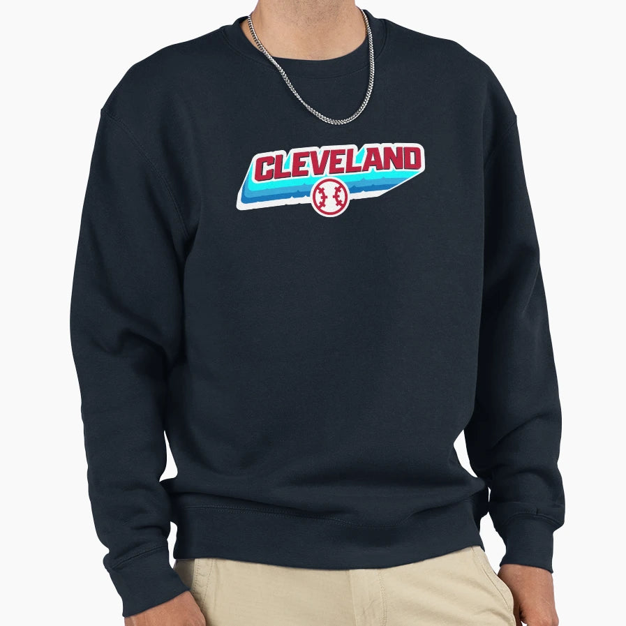 70S Old School Cleveland Baseball Sweatshirt - Minimalist Print Men Women - T-Shirt, Sweatshirt, Hoodie