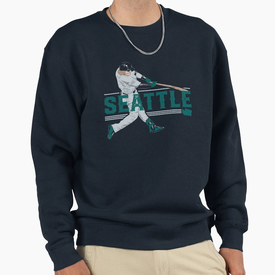 Seattle Baseball Slugger Home Run Sweatshirt - Minimalist Print Men Women - T-Shirt, Sweatshirt, Hoodie