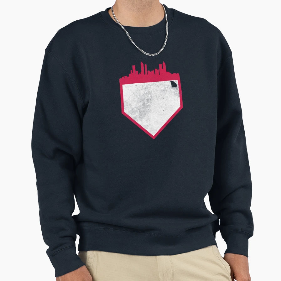 Atlanta Baseball Home Plate Skyline Sweatshirt - Custom Art Print Unisex - T-Shirt, Sweatshirt, Hoodie
