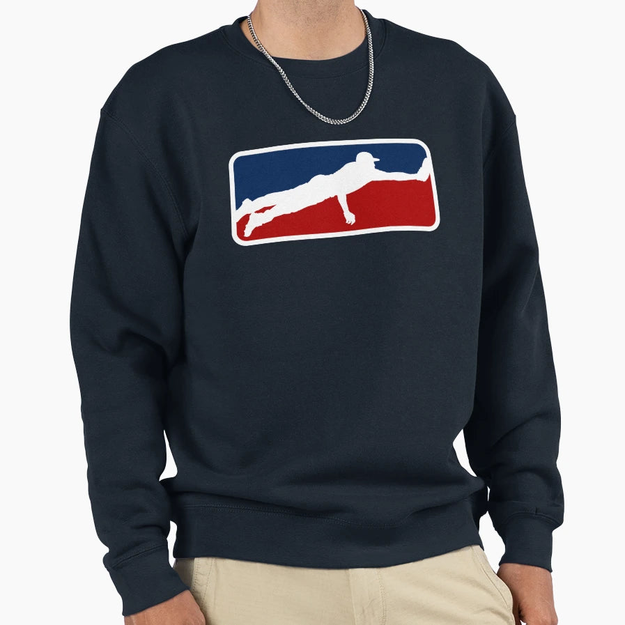 Baseball Logo Diving Catch Sweatshirt - Fun Novelty Design Unisex - T-Shirt, Sweatshirt, Hoodie