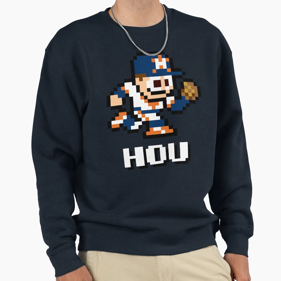 Houston 8 Bit Player Initials Sweatshirt - Aesthetic Graphic Men Women - T-Shirt, Sweatshirt, Hoodie