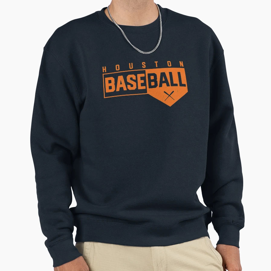 Houston Baseball Home Plate Sweatshirt - Trendy Graphic for Adults - T-Shirt, Sweatshirt, Hoodie