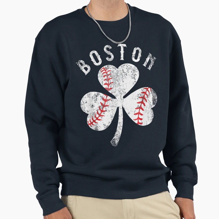 Boston Clover Baseball St Patrick Sweatshirt - Unique Graphic Unisex - T-Shirt, Sweatshirt, Hoodie