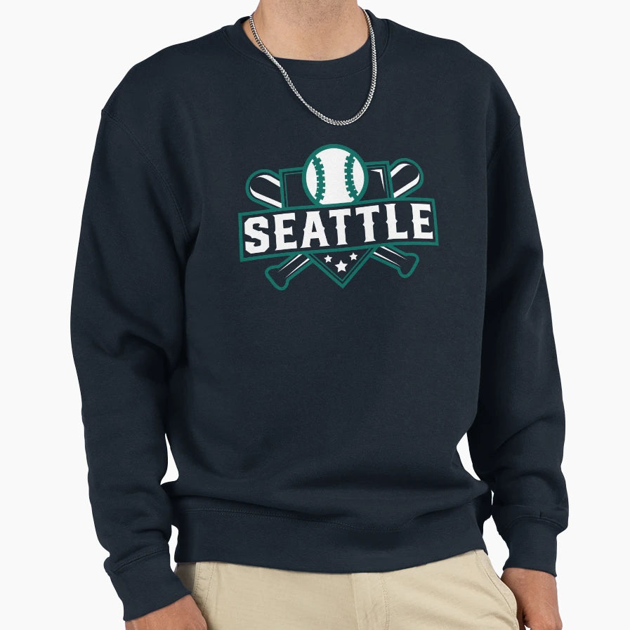 Seattle Baseball Home Plate Crossed Sweatshirt - Streetwear Style Unisex - T-Shirt, Sweatshirt, Hoodie
