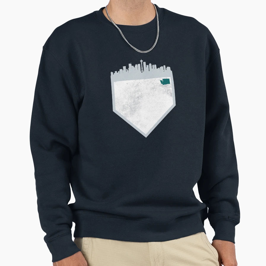 Seattle Baseball Home Plate Sweatshirt - Casual Everyday Wear Unisex - T-Shirt, Sweatshirt, Hoodie