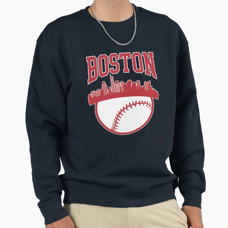 Boston Baseball Minimalist City Sweatshirt - Streetwear Style Unisex - T-Shirt, Sweatshirt, Hoodie
