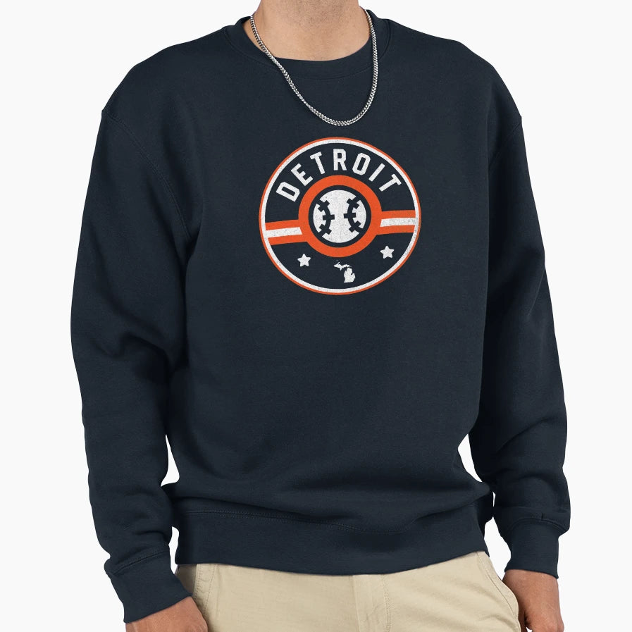 Detroit Baseball Stars And Stripes Sweatshirt - Trendy Graphic Men Women - T-Shirt, Sweatshirt, Hoodie