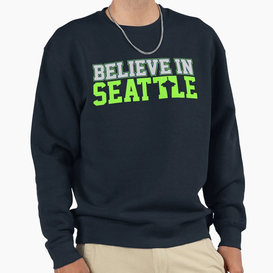 Victrs Believe Seattle Sweatshirt - Unique Graphic Unisex - T-Shirt, Sweatshirt, Hoodie