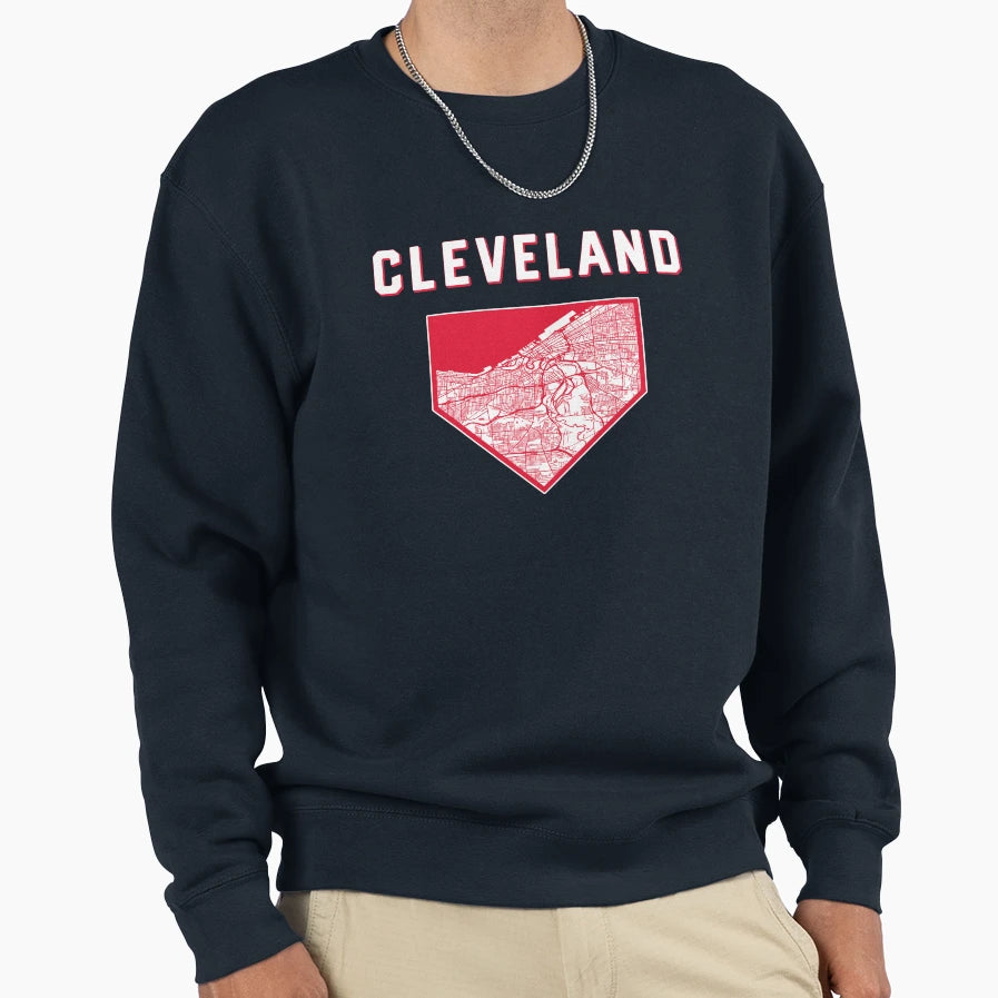 Cleveland Baseball City Home Map Sweatshirt - Custom Art Print Men Women - T-Shirt, Sweatshirt, Hoodie
