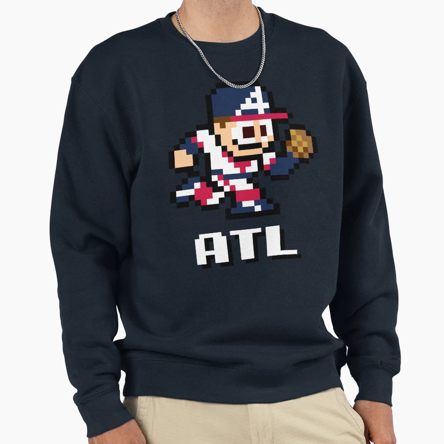 Atlanta 8 Bit Player Initials Sweatshirt - Casual Everyday Wear Men Women - T-Shirt, Sweatshirt, Hoodie