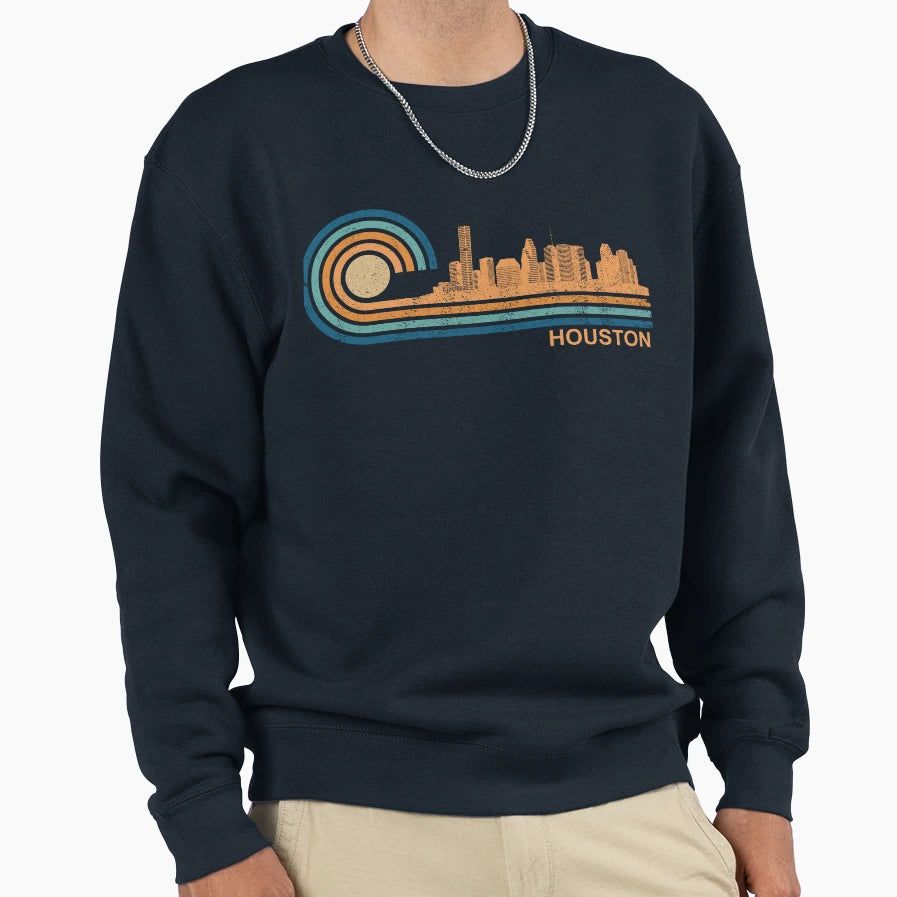 Houston Skyline Houston Fan Texas Sweatshirt - Novelty Apparel for Adults - T-Shirt, Sweatshirt, Hoodie