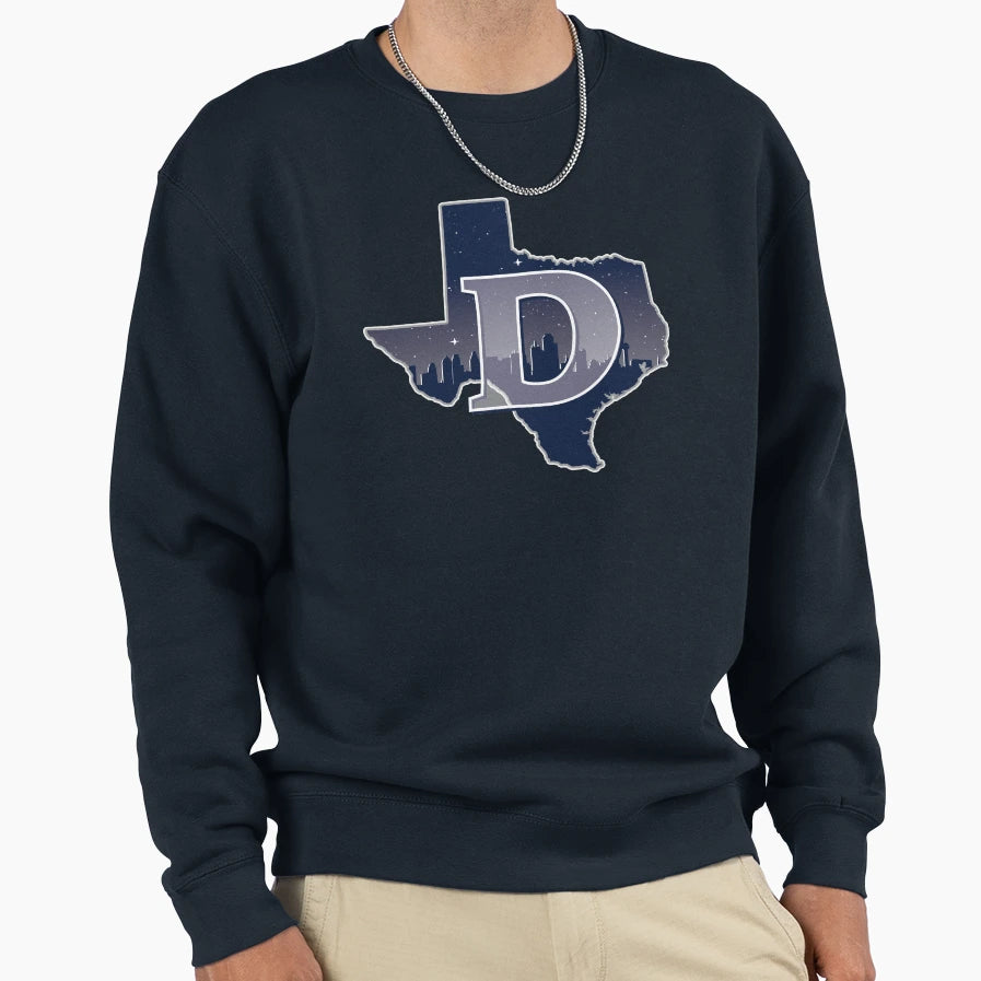 Dallas Texas State Outline Sweatshirt - Streetwear Style for Adults - T-Shirt, Sweatshirt, Hoodie