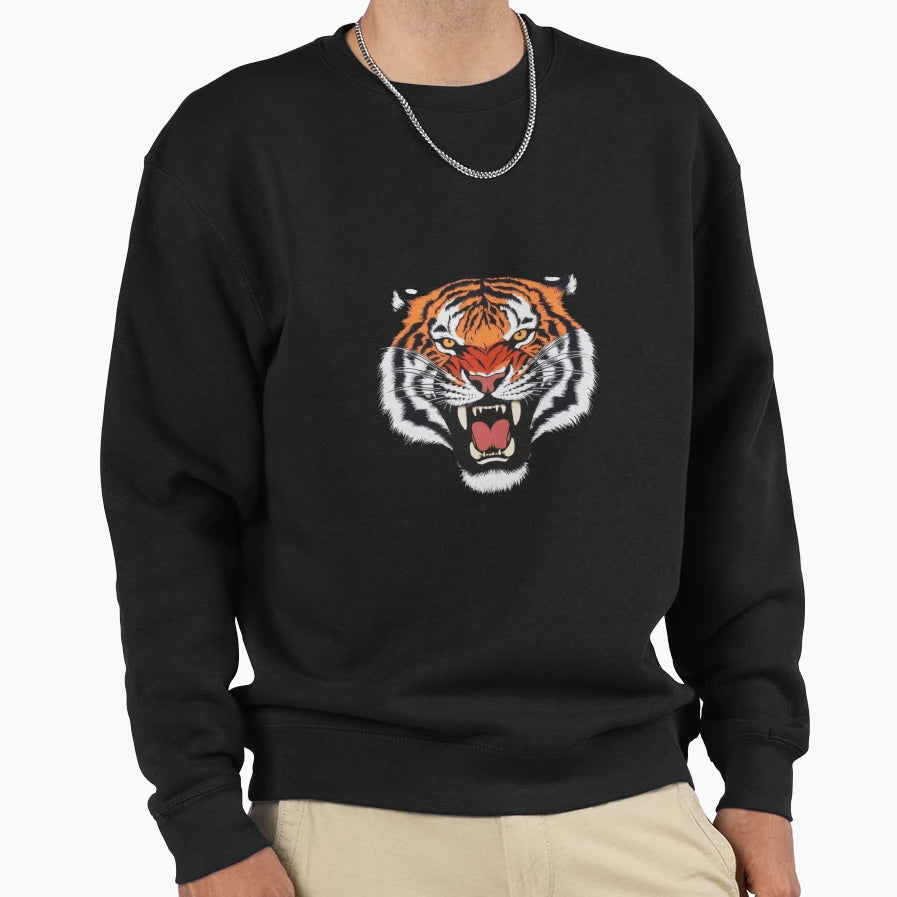 Roaring Majesty Tiger Sweatshirt - Fun Novelty Design for Adults - T-Shirt, Sweatshirt, Hoodie