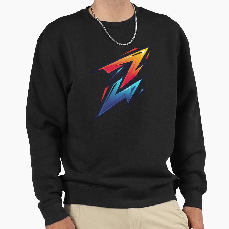 Bold Neon Lightning Bolt Z Logo Sweatshirt - Aesthetic Graphic Unisex - T-Shirt, Sweatshirt, Hoodie