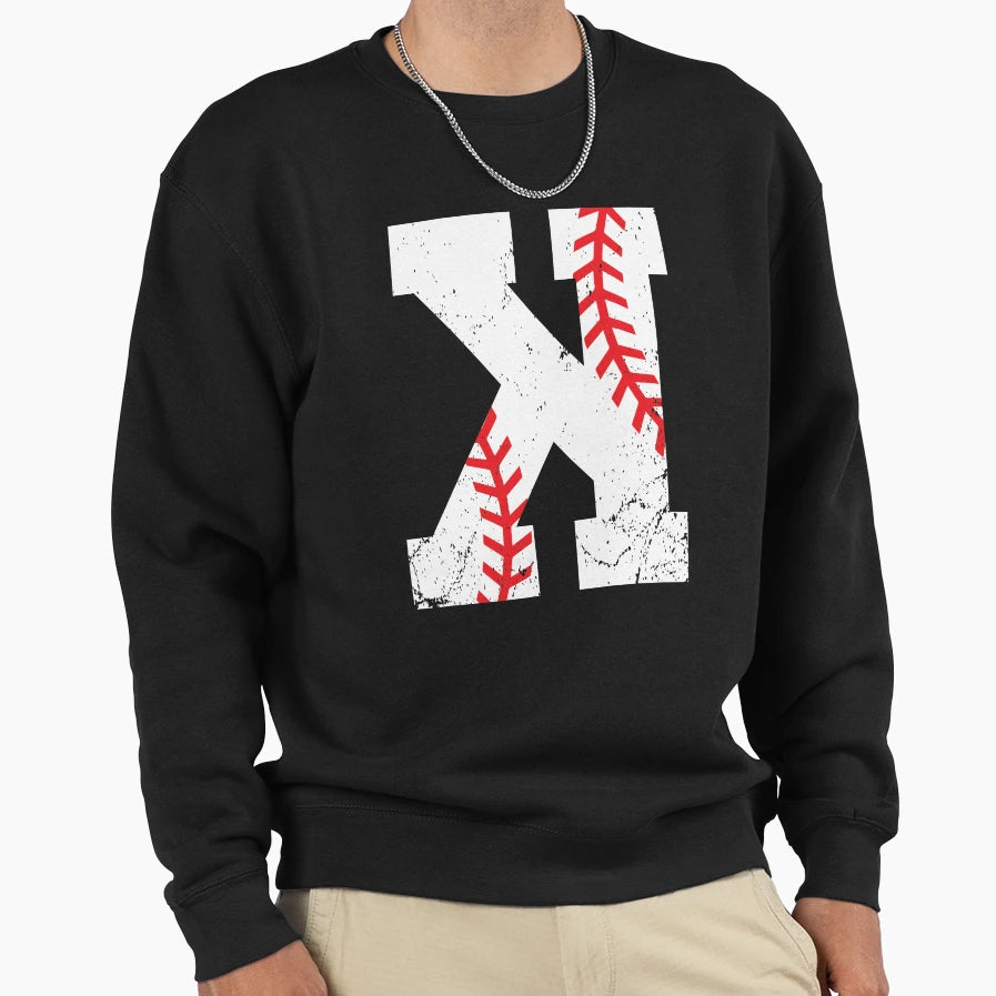 Baseball Pitcher Strikeout K Sweatshirt - Aesthetic Graphic Men Women - T-Shirt, Sweatshirt, Hoodie