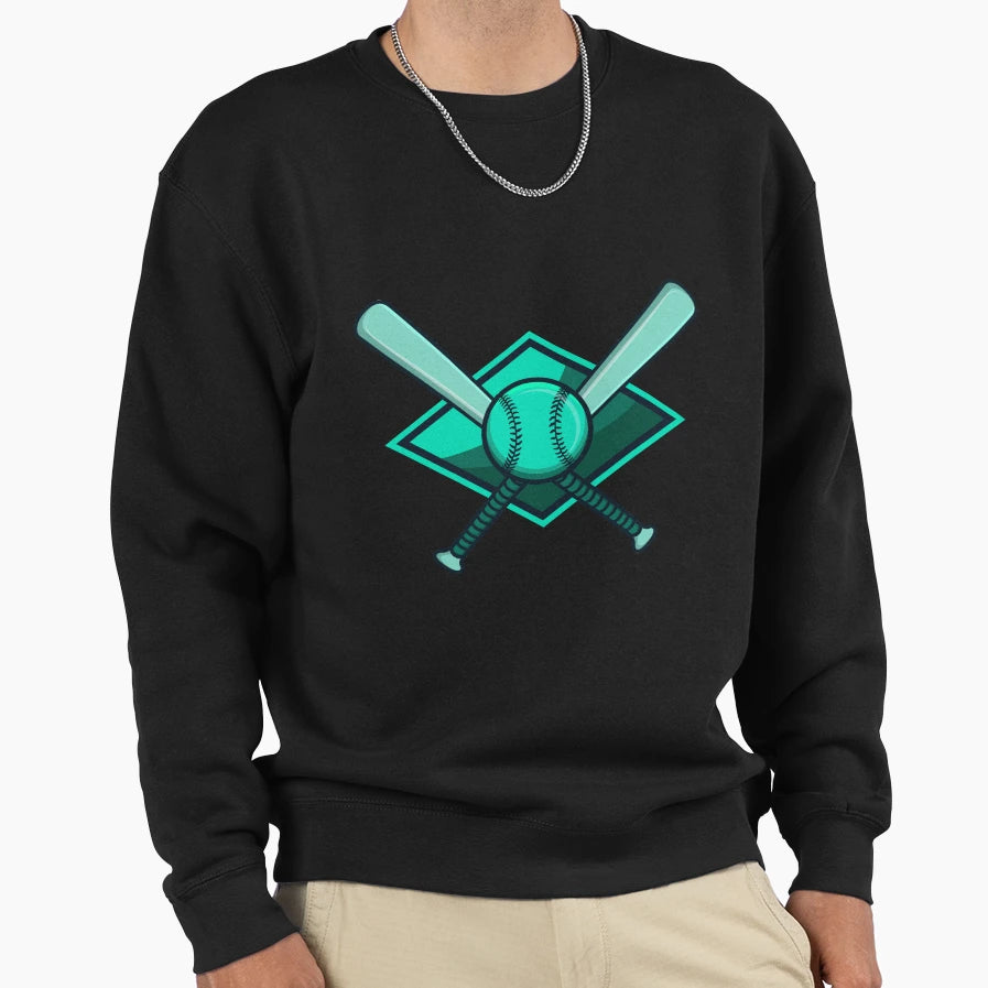 Crossed Baseball Bats Sweatshirt - Fun Novelty Design for Adults - T-Shirt, Sweatshirt, Hoodie