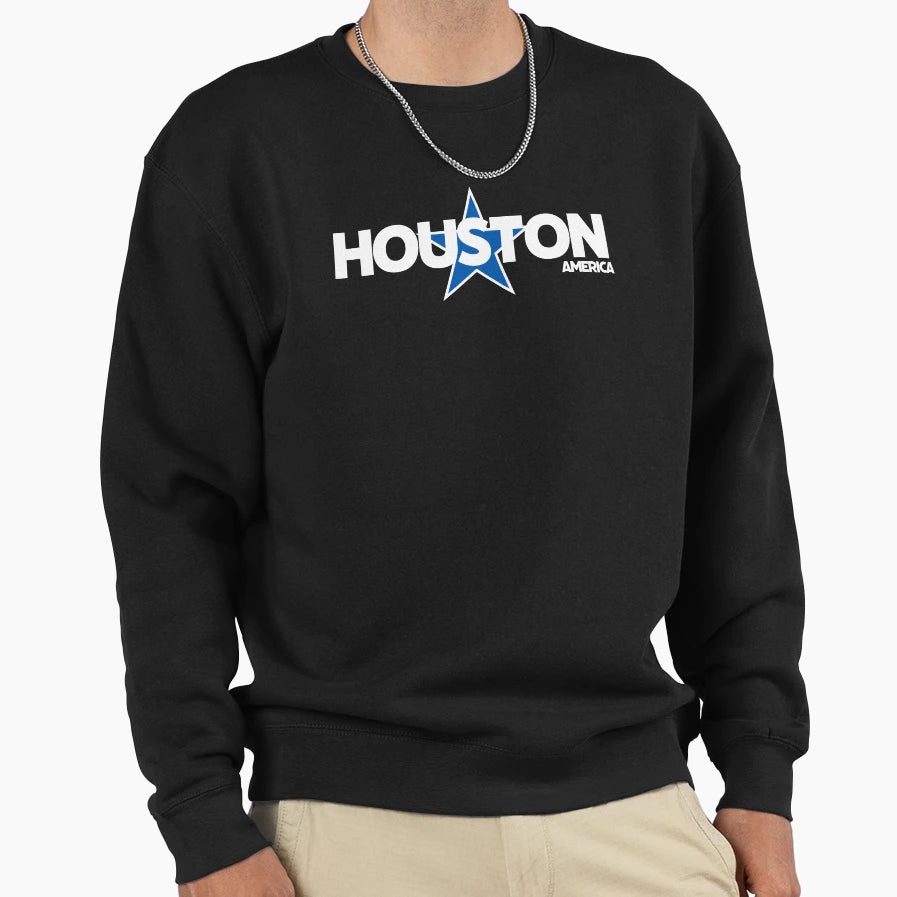 Houston America Including Blue Star Sweatshirt - Trendy Graphic Men Women - T-Shirt, Sweatshirt, Hoodie